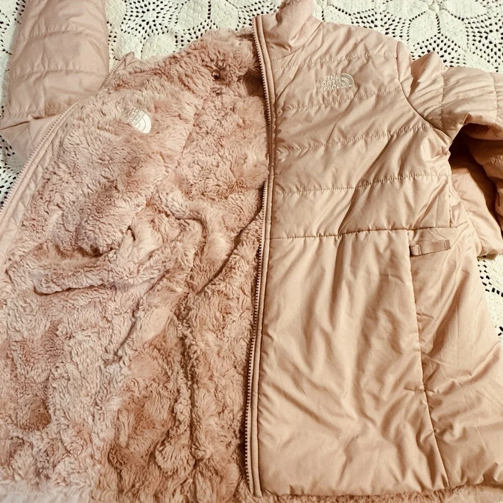 Sz L Large 14-16 The North Face Girl's Reversible Sherpa Jacket Long Sleeve Pink